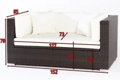 OUTFLEXX 2-Sitzer Sofa, Braun, Polyrattan, 152x85x70cm, Inkl. Polster, Wasserfeste Kissenbox -Deko Garten Verkauf 4 2393 2 BOX.jpg