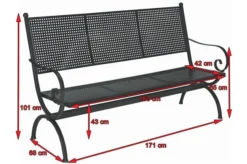 MBM Bank Romeo, Marone, Schmiedeeisen Verzinkt, Pulverbeschichtet, 3-Sitzer, 171x101x68 Cm -Deko Garten Verkauf 5 10896.jpg