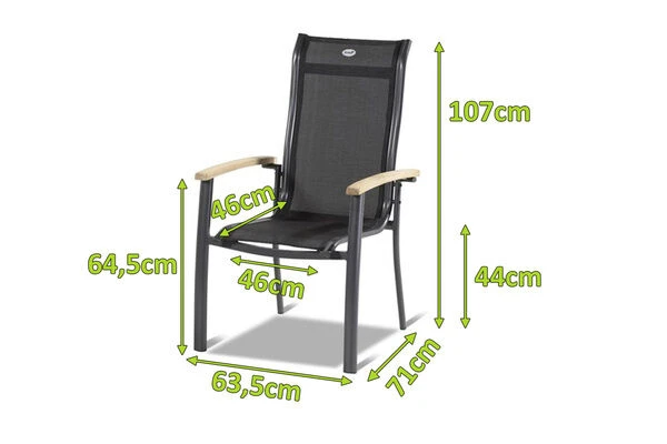 HARTMAN Alice Stapelsessel, Xerix/schwarz, Alu/4x4 Textilen, Mit FSC Teak-Armlehnen 4 HARTMAN Alice Stapelsessel, Xerix/schwarz, Alu/4x4 Textilen, Mit FSC Teak-Armlehnen – Bild 4