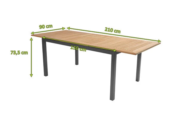 HARTMAN South Wales Ausziehtisch, Xerix/natur, Alu/FSC-Teak, 150/210x90cm, Mit Synchronauszug 5 HARTMAN South Wales Ausziehtisch, Xerix/natur, Alu/FSC-Teak, 150/210x90cm, Mit Synchronauszug – Bild 5