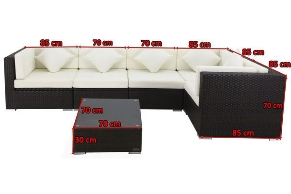 OUTFLEXX Ecklounge-Set Polyrattan, Braun, Für 5 Personen, Inkl. Kaffeetisch, Wasserfeste Kissenbox 5 OUTFLEXX Ecklounge-Set Polyrattan, Braun, Für 5 Personen, Inkl. Kaffeetisch, Wasserfeste Kissenbox – Bild 5