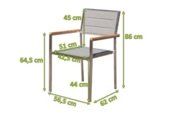 OUTFLEXX Stuhl, Silber, Edelstahl/Textilene, Padded, Armlehnen Aus FSC-Teakholz, 62x56,5x86cm 11 OUTFLEXX Stuhl, Silber, Edelstahl/Textilene, Padded, Armlehnen Aus FSC-Teakholz, 62x56,5x86cm -Deko Garten Verkauf 5 13515.jpg