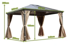 OUTFLEXX Profi Hardtop Pavillon, Grau, Aluminium, 3 X 3,6m Mit Seitenteilen Und Insektennetz -Deko Garten Verkauf 5 13586.jpg