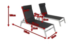 VILLANA 2er-Set Sonnenliegen, Silber/schwarz, Alu/Textil, 198x66x32cm, Mit Beistelltisch 45x45cm 17 VILLANA 2er-Set Sonnenliegen, Silber/schwarz, Alu/Textil, 198x66x32cm, Mit Beistelltisch 45x45cm -Deko Garten Verkauf 5 13886.jpg