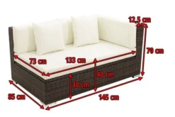 OUTFLEXX 2-Sitzer Ecksofa, Braun Marmoriert, Polyrattan, 145 X 85 X 70 Cm, Wasserfeste Kissenbox, Armlehne Li. -Deko Garten Verkauf 5 15734 3 BOX.jpg