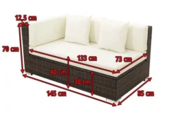 OUTFLEXX 2-Sitzer Ecksofa, Braun Marmoriert, Polyrattan, 145 X 85 X 70 Cm, Wasserfeste Kissenbox, Armlehne Re. -Deko Garten Verkauf 5 15734 4 BOX.jpg