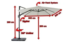 OUTFLEXX Ampelschirm, Creme, Pulverbesch. Aluminium, 300x300 Cm, Inkl. Plattenständer, Twist-Funktion 16 OUTFLEXX Ampelschirm, Creme, Pulverbesch. Aluminium, 300x300 Cm, Inkl. Plattenständer, Twist-Funktion -Deko Garten Verkauf 5 16108.jpg