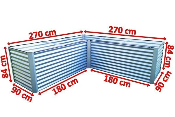 OUTFLEXX Eck-Hochbeet, Silber, Zincalume, 270x270x90x84cm 5 OUTFLEXX Eck-Hochbeet, Silber, Zincalume, 270x270x90x84cm – Bild 5