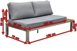 OUTFLEXX 2-Sitzer Sofa, Silber/grau, Edelstahl/FSC-Teakholz/Textil, 168 X 79 X 64 Cm 10 OUTFLEXX 2-Sitzer Sofa, Silber/grau, Edelstahl/FSC-Teakholz/Textil, 168 X 79 X 64 Cm -Deko Garten Verkauf 5 18294.jpg