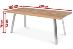 OUTFLEXX Esstisch, Edelstahl/recyceltes FSC®-Teak, 220x100cm, A-Gestell, Rustikal Gebürstet -Deko Garten Verkauf 5 18321.jpg