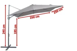 OUTFLEXX Ampelschirm, Anthrazit, Pulverbesch. Aluminium, 250x250cm, Inkl. Plattenständer -Deko Garten Verkauf 5 18354.jpg