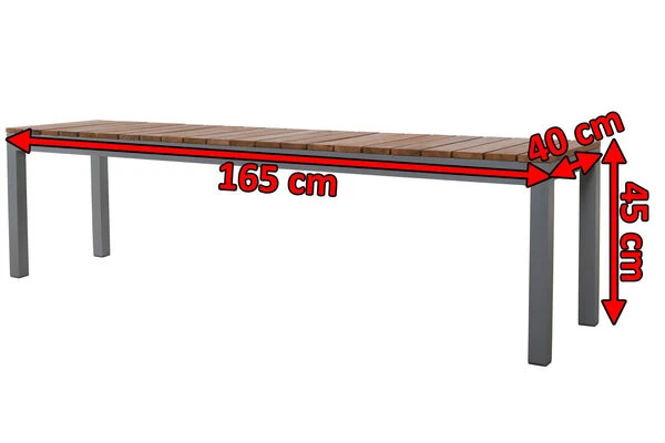 VILLANA Bank, Alu Pulverbeschichtet / FSC Akazienholz, 3 Personen, 165 X 40 X 45 Cm 5 VILLANA Bank, Alu Pulverbeschichtet / FSC Akazienholz, 3 Personen, 165 X 40 X 45 Cm – Bild 5