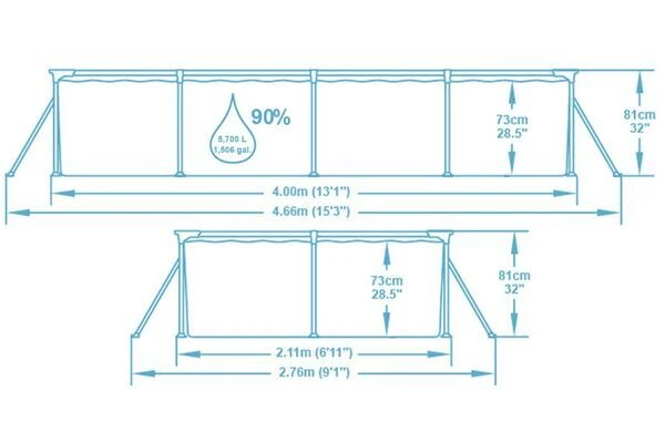 BESTWAY Steel Pro Pool Mit Gestell, Blau, TriTech/Stahl, 400x211x81cm, Mit Filterpumpe 5 BESTWAY Steel Pro Pool Mit Gestell, Blau, TriTech/Stahl, 400x211x81cm, Mit Filterpumpe – Bild 5