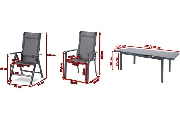HARTMAN Alice Comfort Sitzgruppe, Xerix, Alu/Textilene, Tisch 180/240x100cm, 6 Stapel-, 2 Multipositionssessel 5 HARTMAN Alice Comfort Sitzgruppe, Xerix, Alu/Textilene, Tisch 180/240x100cm, 6 Stapel-, 2 Multipositionssessel – Bild 5