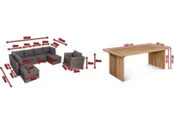 OUTFLEXX Loungegarnitur, Polyrattan/Teakholz, Tisch 160x90cm, Für 8 Personen, Wasserfeste Kissenbox -Deko Garten Verkauf 5 19396.jpg