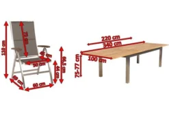 STERN Cardiff Esstischgruppe, Silber/taupe, Edelstahl/FSC-Teak, Tisch 220/340 X 100 Cm, 6 Multipositionssessel -Deko Garten Verkauf 5 19695.jpg