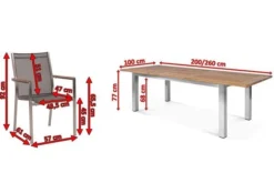 STERN Cardiff Esstischgruppe, Silber/silbergrau, Edelstahl/Teak, Tisch 200/260 X 100 Cm, 6 Stapelsessel -Deko Garten Verkauf 5 19754.jpg