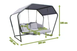 LECO Hollywoodliege, Anthrazit/lichtgrau, Stahl/Polyester, 264x185x195cm, 2 Pers, Inkl. Polster -Deko Garten Verkauf 5 20111.jpg