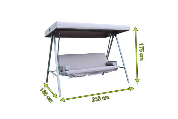 OUTFLEXX 3-Sitzer Hollywoodschaukel, Grau/anthrazit, Stahl/Polyester, 233x135 Cm, Mit Liegefunktion 5 OUTFLEXX 3-Sitzer Hollywoodschaukel, Grau/anthrazit, Stahl/Polyester, 233x135 Cm, Mit Liegefunktion – Bild 5