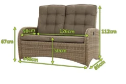 Ploß Rabida Comfort Dining / Lounge 2-Sitzer Sofa, Champagner-meliert, Polyrattan, 148x85x112 Cm, Verstellbar -Deko Garten Verkauf 5 20163.jpg