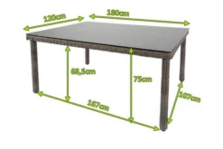 OUTFLEXX Dining Tisch, Grau, Polyrattan, 180 X 120 Cm, Tischplatte Spraystone, 8mm -Deko Garten Verkauf 5 20658.jpg