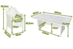 OUTFLEXX Dining Set, Weiß, Polyrattan, Tisch 200x95cm, Spraystone, 6mm, 6 Sessel -Deko Garten Verkauf 5 20670.jpg