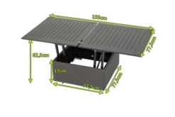 OUTFLEXX Loungetisch, Sooty, Alu/Sunbrella, 78/157 X 78 X 37/64 Cm, Höhenverstellbar -Deko Garten Verkauf 5 21010.jpg