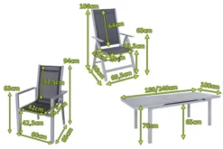 OUTFLEXX Premium Sitzgruppe, Silber/grau, Alu/Textilene, Ausziehtisch 180/240 X 100 Cm, 6 Stapel-, 2 Multipositionssessel -Deko Garten Verkauf 5 21436.jpg