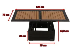 OUTFLEXX Loungetisch Höhenverstellbar, Braun, Polyrattan, 75/152x75x40/64,5cm -Deko Garten Verkauf 5 2393 18.jpg