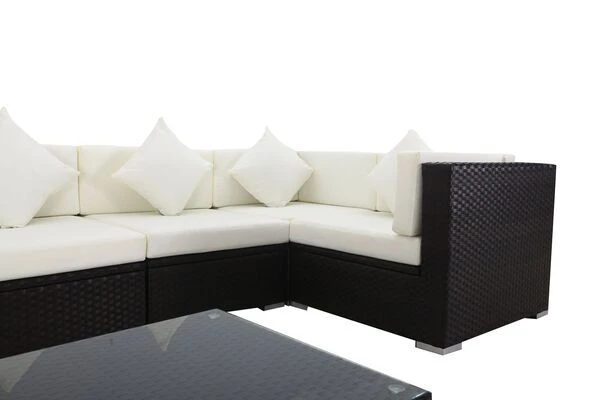 OUTFLEXX Ecklounge-Set Polyrattan, Braun, Für 5 Personen, Inkl. Kaffeetisch, Wasserfeste Kissenbox 6 OUTFLEXX Ecklounge-Set Polyrattan, Braun, Für 5 Personen, Inkl. Kaffeetisch, Wasserfeste Kissenbox – Bild 6