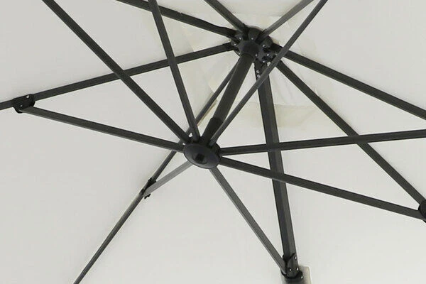 OUTFLEXX Ampelschirm, Creme, Pulverbesch. Aluminium, 300x300 Cm, Inkl. Plattenständer, Twist-Funktion 9 OUTFLEXX Ampelschirm, Creme, Pulverbesch. Aluminium, 300x300 Cm, Inkl. Plattenständer, Twist-Funktion – Bild 9