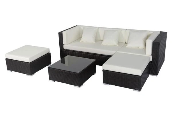 OUTFLEXX Loungemöbel-Set, Braun, Polyrattan, 5 Personen, Wasserfeste Kissenbox, Inkl. Kaffeetisch 6 OUTFLEXX Loungemöbel-Set, Braun, Polyrattan, 5 Personen, Wasserfeste Kissenbox, Inkl. Kaffeetisch – Bild 6
