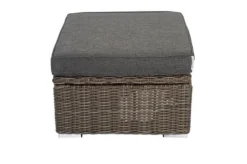 OUTFLEXX Hocker, Grau, Polyrattan, 70 X 70 X 35 Cm, Verstellbare Sitzfläche, Wasserfeste Kissenbox