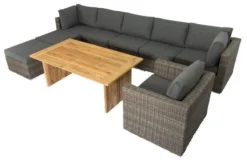 OUTFLEXX Loungegarnitur, Polyrattan/Teakholz, Tisch 160x90cm, Für 8 Personen, Wasserfeste Kissenbox -Deko Garten Verkauf 6 19396.jpg