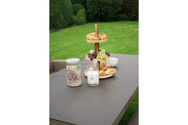 Ploß Rabida Comfort Dining Tisch, Champagner-meliert, Polyrattan, 180x110 Cm, Glasplatte In Steinoptik 6 Ploß Rabida Comfort Dining Tisch, Champagner-meliert, Polyrattan, 180x110 Cm, Glasplatte In Steinoptik – Bild 6