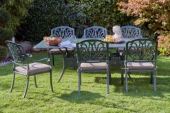 HARTMAN Amalfi Esstischgarnitur, Dunkelgrün, Alu-Guss, 6 Diningsessel, Inkl. Polster, 214x112 Cm -Deko Garten Verkauf 6 21183.jpg