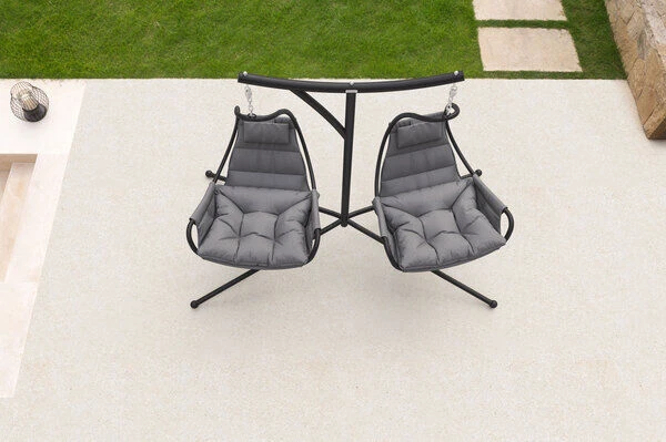 OUTFLEXX Doppelhängesessel, Anthrazit Matt/schwarz, Stahl/Textilene, 190x124x200cm, Inkl. Polster 6 OUTFLEXX Doppelhängesessel, Anthrazit Matt/schwarz, Stahl/Textilene, 190x124x200cm, Inkl. Polster – Bild 6