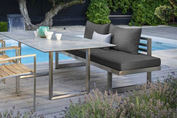 STERN New Holly Dining-Bank/Liege, Silbergrau, Edelstahl, 216x77x73 Cm, Inkl. Polster Schiefergrau 6 STERN New Holly Dining-Bank/Liege, Silbergrau, Edelstahl, 216x77x73 Cm, Inkl. Polster Schiefergrau – Bild 6