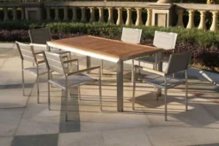 OUTFLEXX Stuhl, Silber, Edelstahl/Textilene, Padded, Armlehnen Aus FSC-Teakholz, 62x56,5x86cm 13 OUTFLEXX Stuhl, Silber, Edelstahl/Textilene, Padded, Armlehnen Aus FSC-Teakholz, 62x56,5x86cm -Deko Garten Verkauf 7 13515.jpg