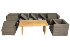 OUTFLEXX Loungegarnitur, Polyrattan/Teakholz, Tisch 160x90cm, Für 8 Personen, Wasserfeste Kissenbox -Deko Garten Verkauf 7 19396.jpg