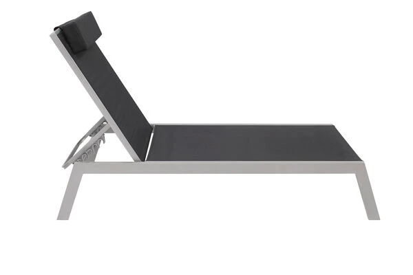 VILLANA 2er-Set Sonnenliegen, Silber/schwarz, Alu/Textil, 198x66x32cm, Mit Beistelltisch 45x45cm 8 VILLANA 2er-Set Sonnenliegen, Silber/schwarz, Alu/Textil, 198x66x32cm, Mit Beistelltisch 45x45cm – Bild 8
