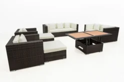 OUTFLEXX Loungemöbel-Set, Braun Marmoriert, Polyrattan, 9 Pers, Wasserfeste Kissenbox, Inkl. Loungetisch 17 OUTFLEXX Loungemöbel-Set, Braun Marmoriert, Polyrattan, 9 Pers, Wasserfeste Kissenbox, Inkl. Loungetisch -Deko Garten Verkauf 8 16062 BOX D.jpg