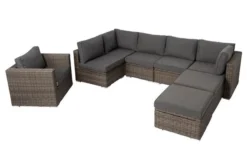 OUTFLEXX Loungegarnitur, Polyrattan/Teakholz, Tisch 160x90cm, Für 8 Personen, Wasserfeste Kissenbox -Deko Garten Verkauf 8 19396.jpg