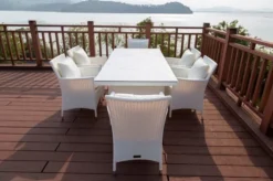 OUTFLEXX Dining Set, Weiß, Polyrattan, Tisch 200x95cm, Spraystone, 6mm, 6 Sessel -Deko Garten Verkauf 8 20670.jpg