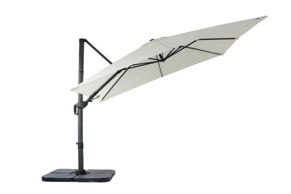 OUTFLEXX Ampelschirm, Creme, Pulverbesch. Aluminium, 300x300 Cm, Inkl. Plattenständer, Twist-Funktion 12 OUTFLEXX Ampelschirm, Creme, Pulverbesch. Aluminium, 300x300 Cm, Inkl. Plattenständer, Twist-Funktion – Bild 12