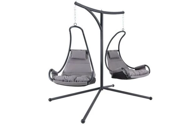 OUTFLEXX Doppelhängesessel, Anthrazit Matt/schwarz, Stahl/Textilene, 190x124x200cm, Inkl. Polster 1 OUTFLEXX Doppelhängesessel, Anthrazit Matt/schwarz, Stahl/Textilene, 190x124x200cm, Inkl. Polster